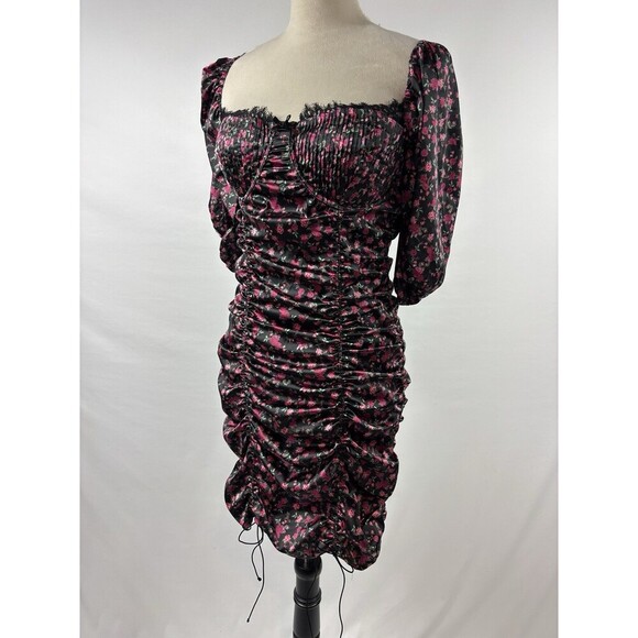 For Love & Lemons Melrose Corset Dress Black Red Floral Size XL Underwire - Picture 15 of 15